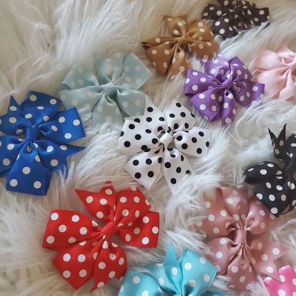 Lot of 16 girl Bows dotted - Picture 3 of 7